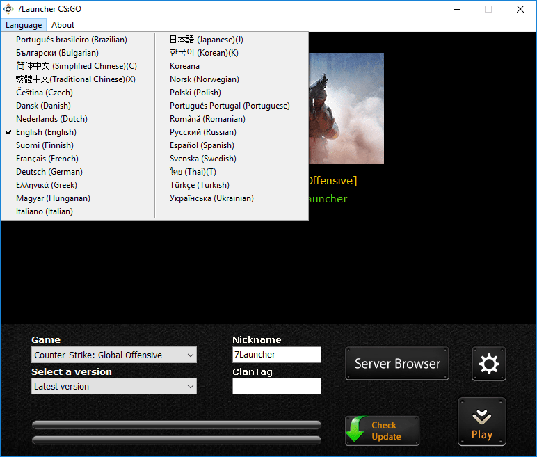 Язык в лаунчере. 7 Лаунчер. 7launcher игры. КС лаунчер. Контр страйк лаунчер.