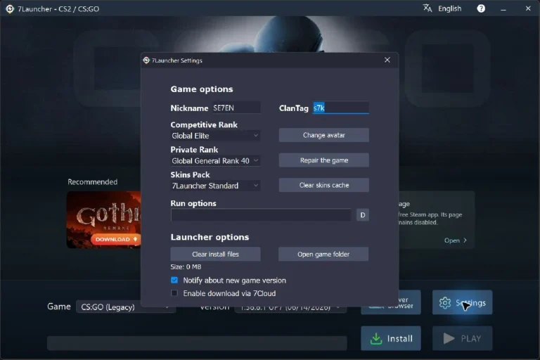 7Launcher CS:GO — Settings
