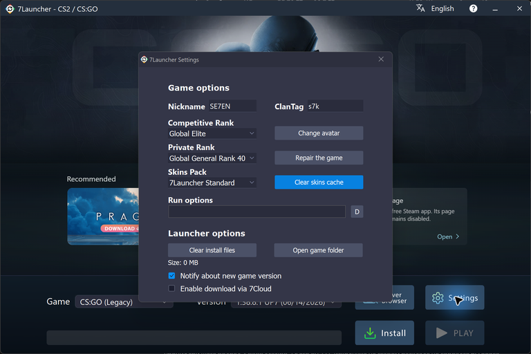7Launcher CS:GO — Settings