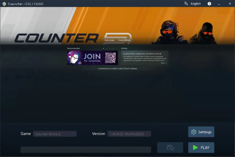 7Launcher main window — Counter-Strike 2