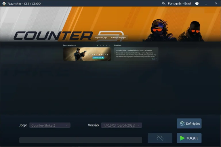 Janela principal do 7Launcher — Counter-Strike 2