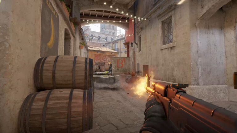 A player holds an angle during a Counter-Strike 2 match
