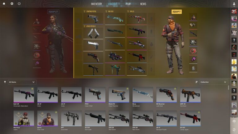 The Counter-Strike 2 loadout and equipment interface