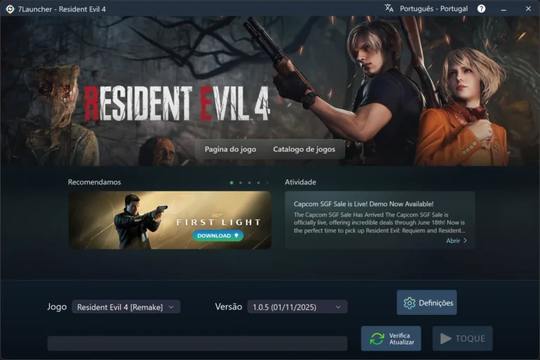 Janela principal do 7Launcher — Resident Evil 4 Remake