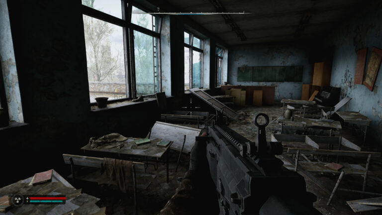Exploring a ruined classroom in the Chornobyl Exclusion Zone