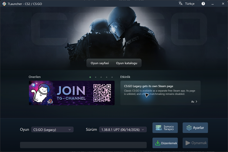 7Launcher CS:GO — Başlatıcı arayüzü