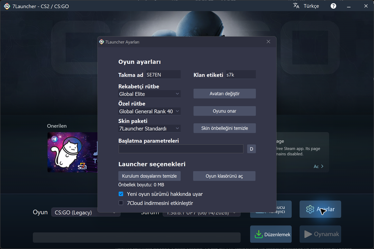 7Launcher CS:GO — Ayarlar