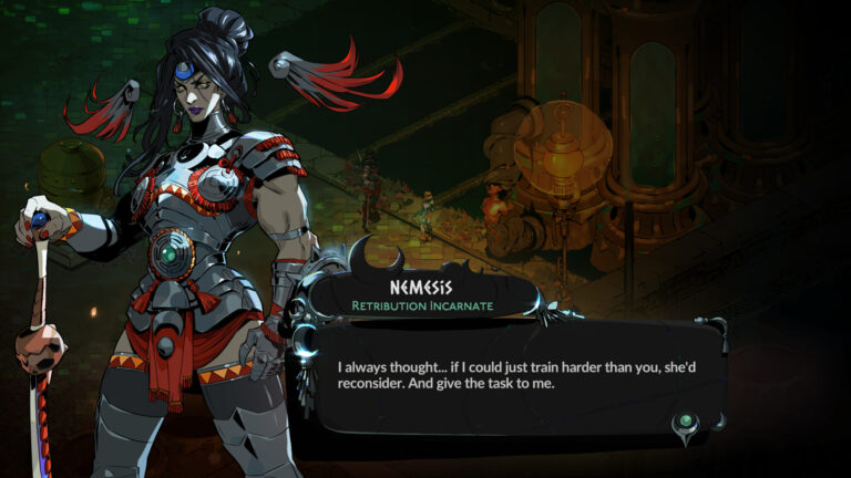 Nemesis speaks with Melinoe in Hades II