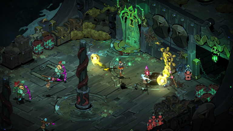 Melinoe battles enemies in a haunted harbor in Hades II