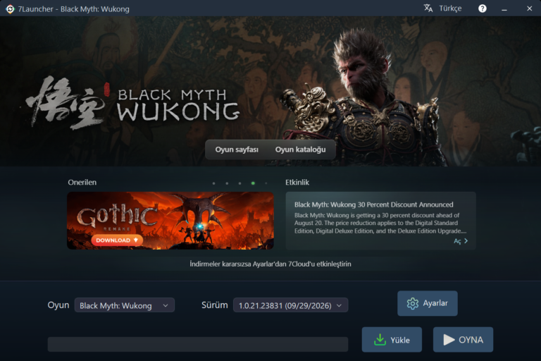 7Launcher ana penceresi — Black Myth: Wukong